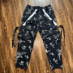 Kappa Black Floral Logo Cargo Pants Men Large